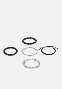 Pier One 5 PACK - Armband - Silver-coloured, Black -Pier One de06228a4ecd40d48ae078a71578fdd3 2