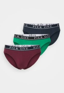 Pier One BRANDED WAISTBAND BRIEFS 3 PACK - Slip - Dark Blue /green/bordeaux -Pier One e4133ac12af345d2ba6dfa134f8b50cd